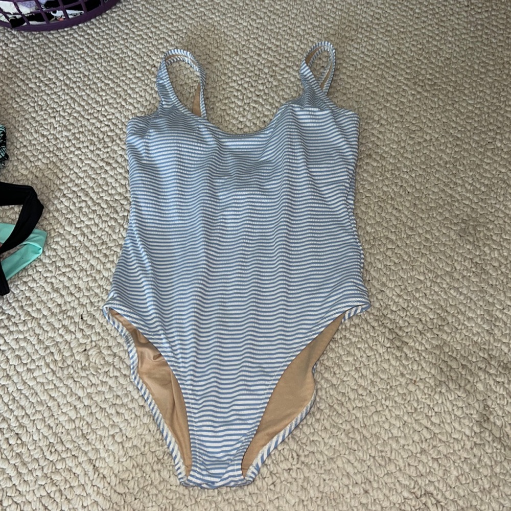Blue Striped Bathing Suit